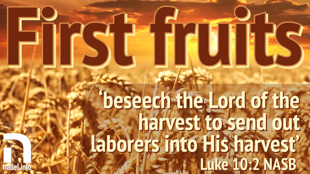First Fruits (Bikkurim): "Beseech the Lord of the Harvest to send out laborers into his harvest" (Luke 14:2)