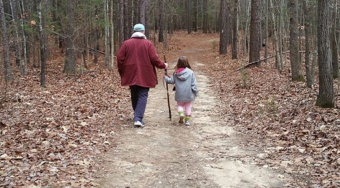 First father-daughter hike of 2016 in a Virginia forest