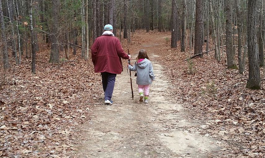 First father-daughter hike of 2016 in a Virginia forest