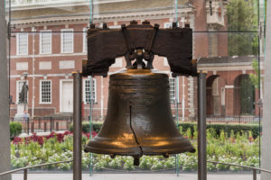 Liberty Bell with Independence Hall in the background