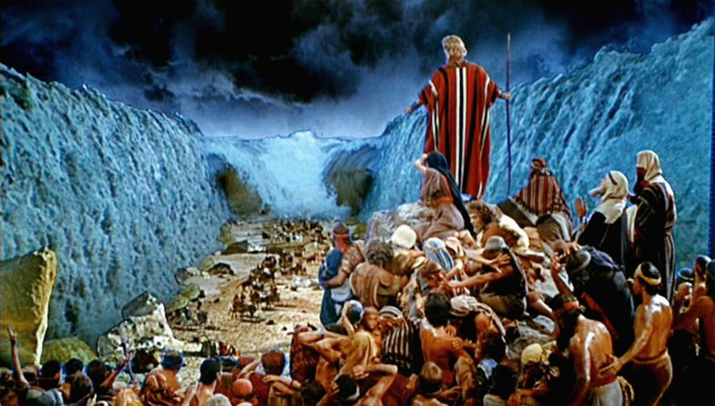 Crossing the sea in the 1956 movie "The Ten Commandments" (Paramount Pictures)